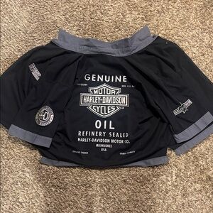 Vintage Harley-Davidson Black and Gray Genuine Oil Button up